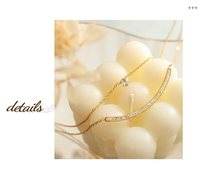 Minimalist Versatile Double-layer Zircon Neckwear - Viexta