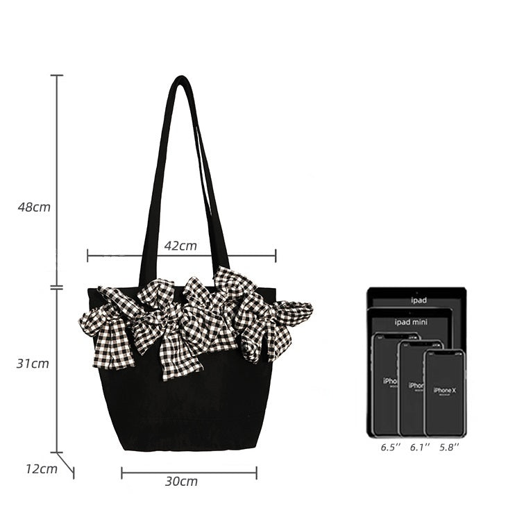 Three-dimensional Plaid Big Bow Bag