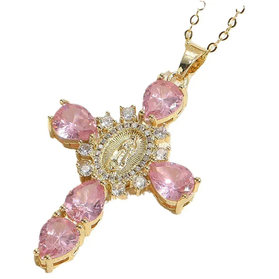 Cross Jesus Portrait Pendant Necklace - Viexta