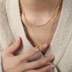 White Sea Shell Titanium Steel Gold-plated Necklace - Viexta