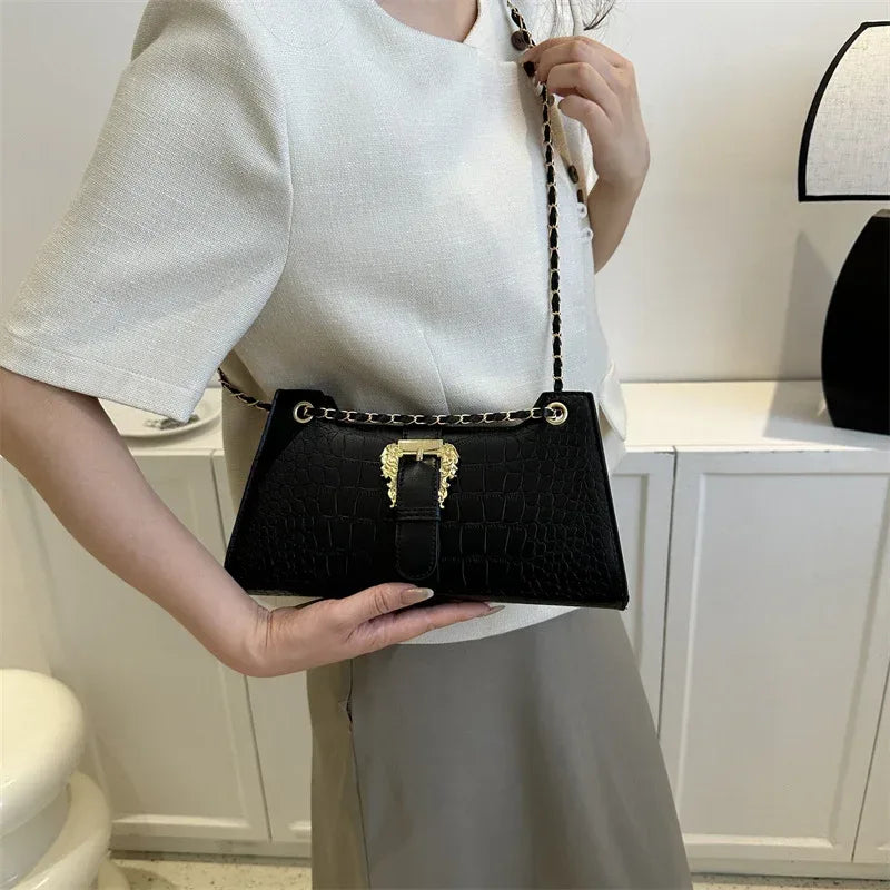 Women's Fashion Simple Chain Fashion Bag Shoulder Bag Casual Trend Crossbody Small Square Bag - Viexta