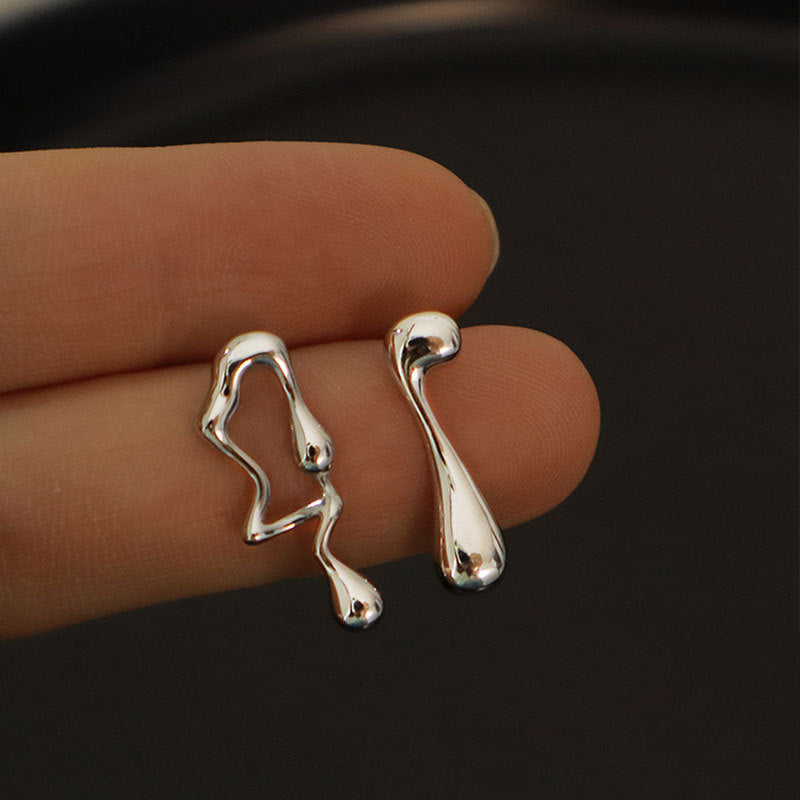 S925 Asymmetric Lava Earrings