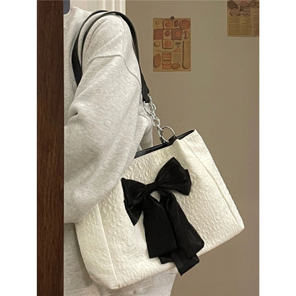 Bow Tote Canvas Shoulder Bag