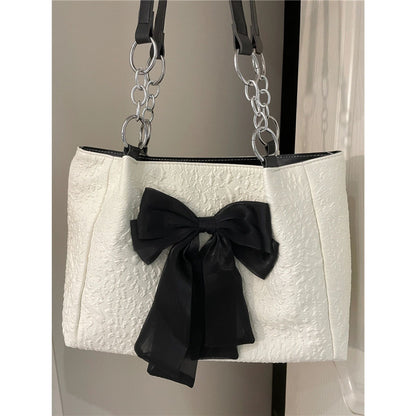 Bow Tote Canvas Shoulder Bag