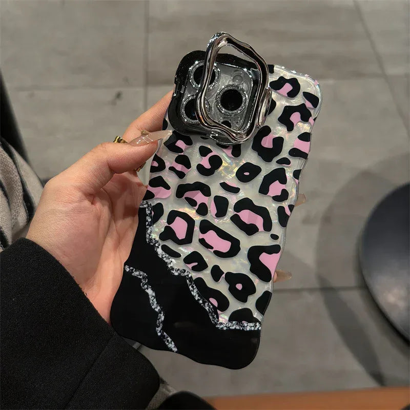 ins-wave-leopard-print-iphone-case-with-lens-bracket - Viexta