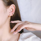 Brass Zircon Geometric Flower Three-piece Set