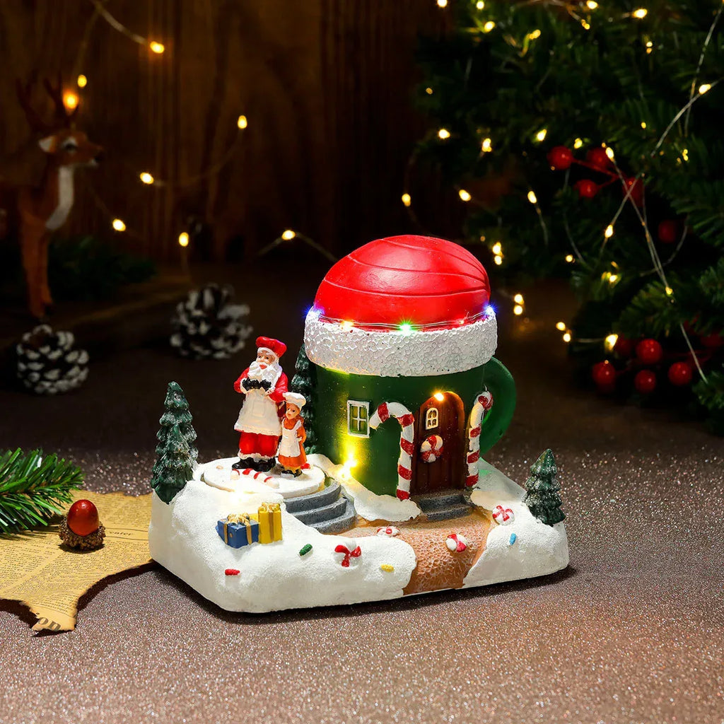Christmas Rotating Resin Luminous Music Box Ornaments - Viexta