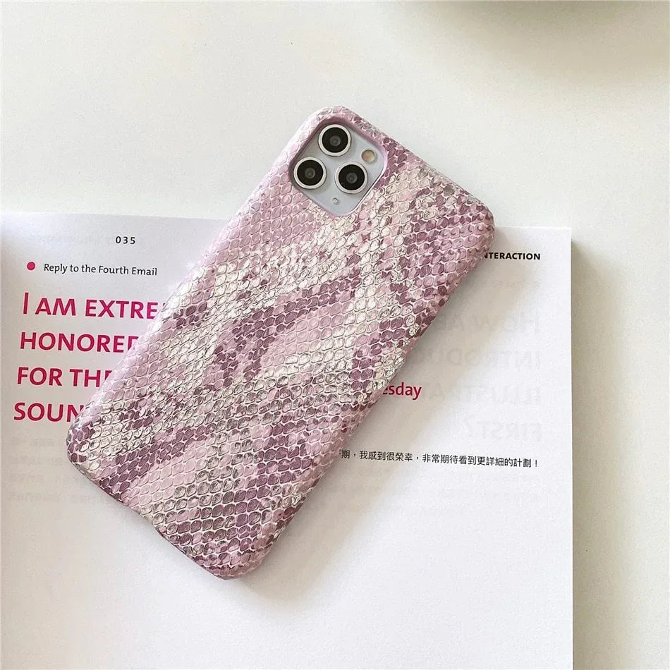 Girly pink gilded snakeskin iPhone case - Viexta