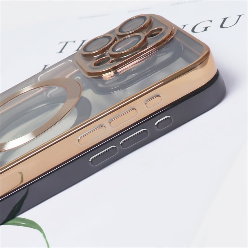 Electroplating CD Pattern Magnetic Suction Lens Protector iPhone case