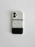Black And White Polka Dot Stitching Stereo Bow iPhone Case - Viexta