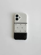 Black And White Polka Dot Stitching Stereo Bow iPhone Case - Viexta