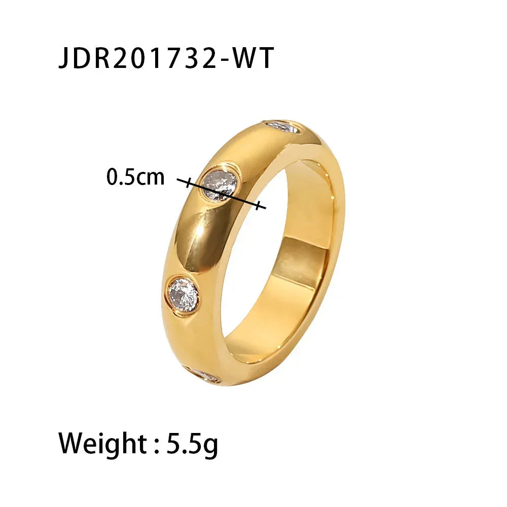 Vintage Stainless Steel Zircon Ring - Viexta