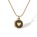 retro-oil-dripping-heart-geometric-pendant-necklace - Viexta