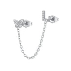 Women's Zircon Butterfly Alphabet One Piece Stud Earrings - Viexta