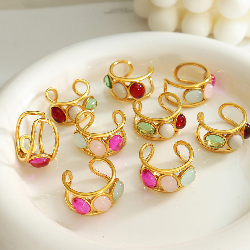 Multi-Color Brass Beads Ring