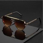 Retro Double-bridge Hollow-out Metal Sunglasses - Viexta