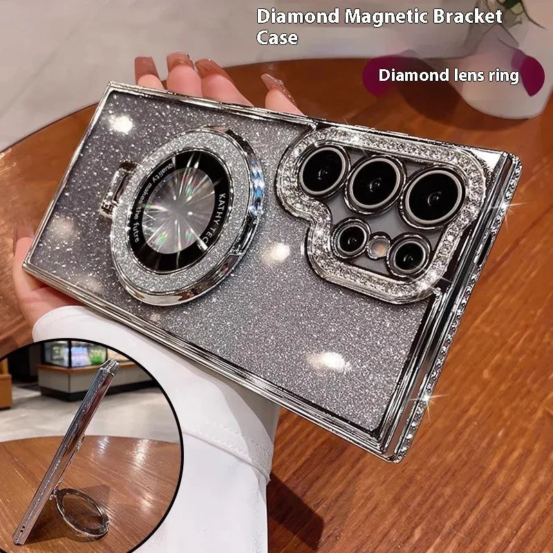 Glitter Magnetic Bracket Samsung Phone Case - Viexta