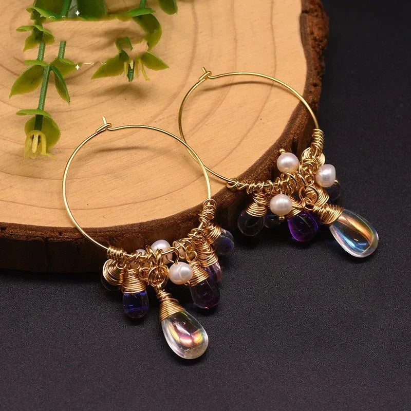 Pearl Czech crystal earrings - Viexta