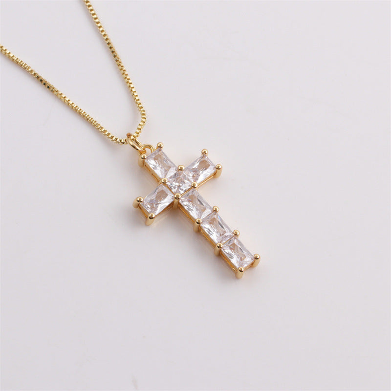 lady-18k-gold-plated-zircon-cross-pendant-necklace