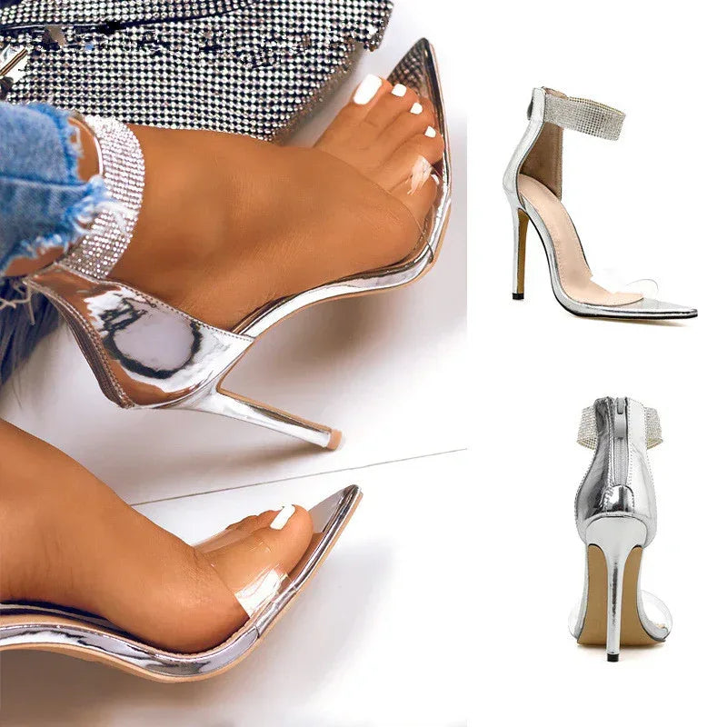 Rhinestone pointed sandals - Viexta
