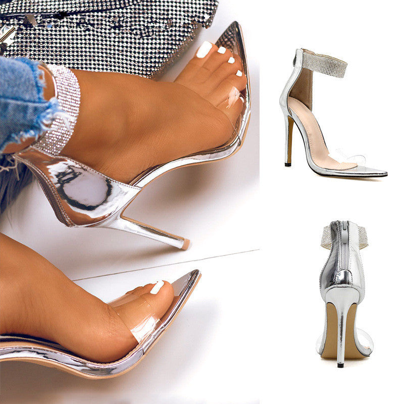 Rhinestone pointed sandals
