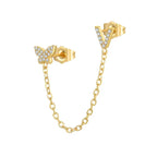 Women's Zircon Butterfly Alphabet One Piece Stud Earrings - Viexta