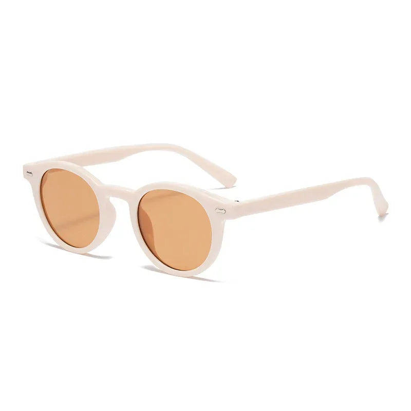 new-beige-nail-round-frame-sunglasses - Viexta