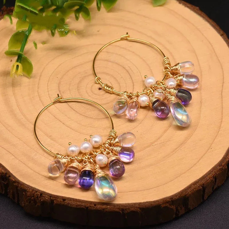 Pearl Czech crystal earrings - Viexta