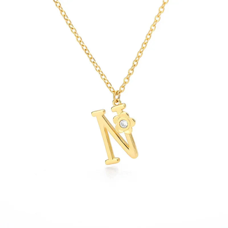 Rose English Alphabet Pendant Necklace - Viexta