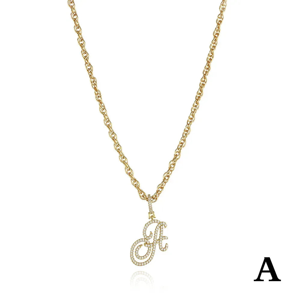26 Letter Zircon 18k Gold Necklace - Viexta