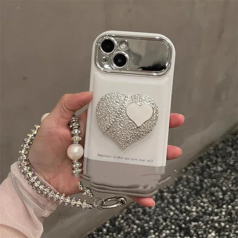 Korean Style Silver White iPhone Case - Viexta