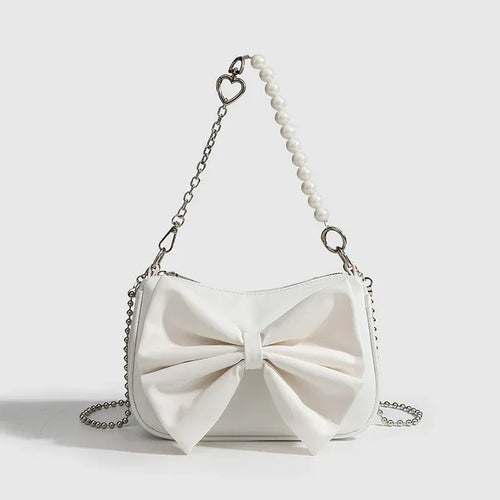black-white-pu-bow-handbags - Viexta