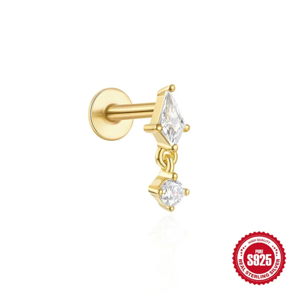 S925 Sterling Silver Moon Piercings - Viexta