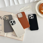Plain Leather Solid Color iPhone Cover - Viexta