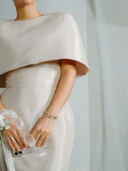 Satin Cape-style Top &Fitted Maxi Dress Set - Viexta