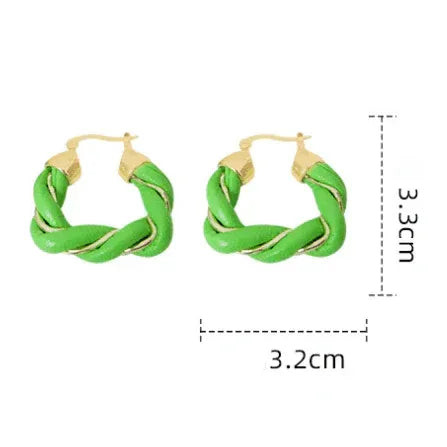 Leather Twist Earrings. - Viexta