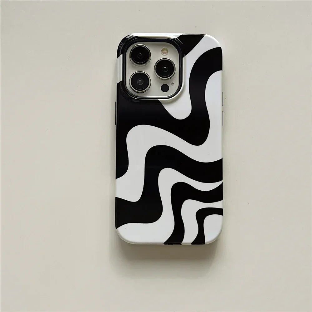 Black And White Irregular Stripes iPhone Case - Viexta