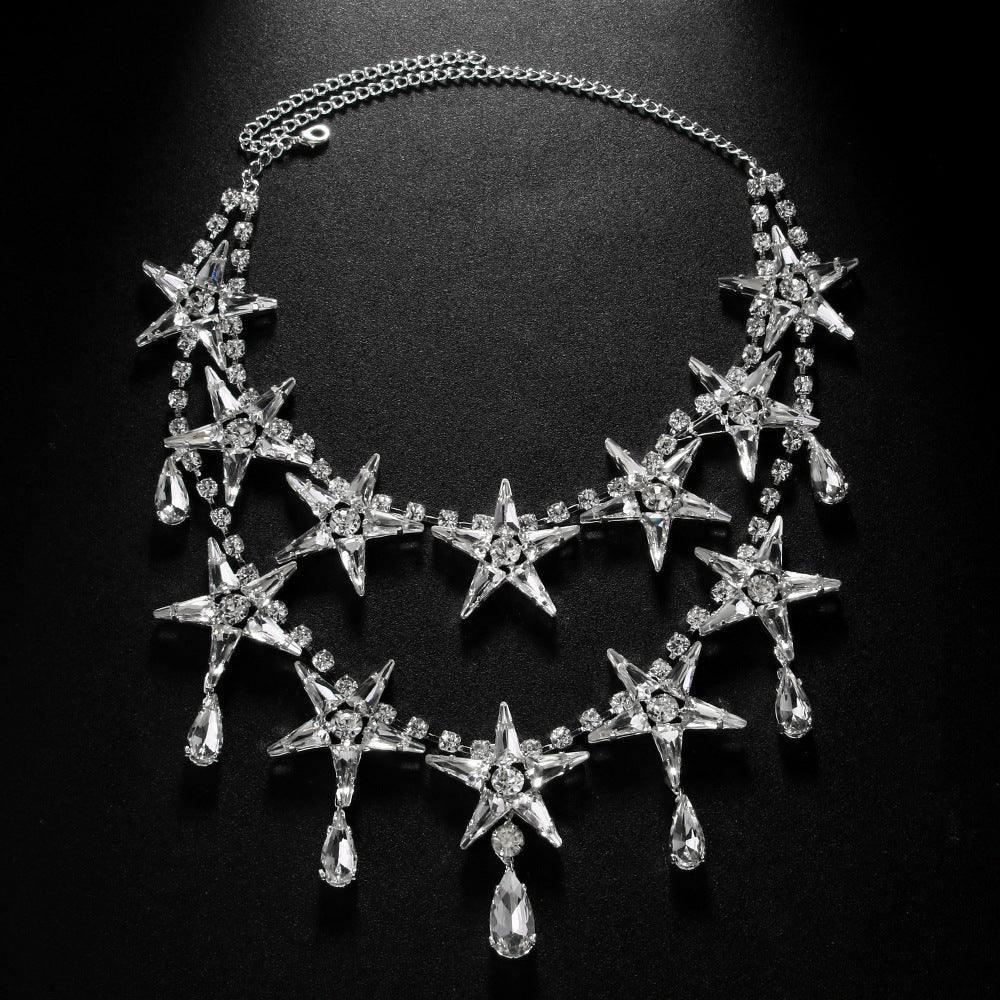 Banquet Double-layer Five-pointed Star Necklace Earrings - Viexta
