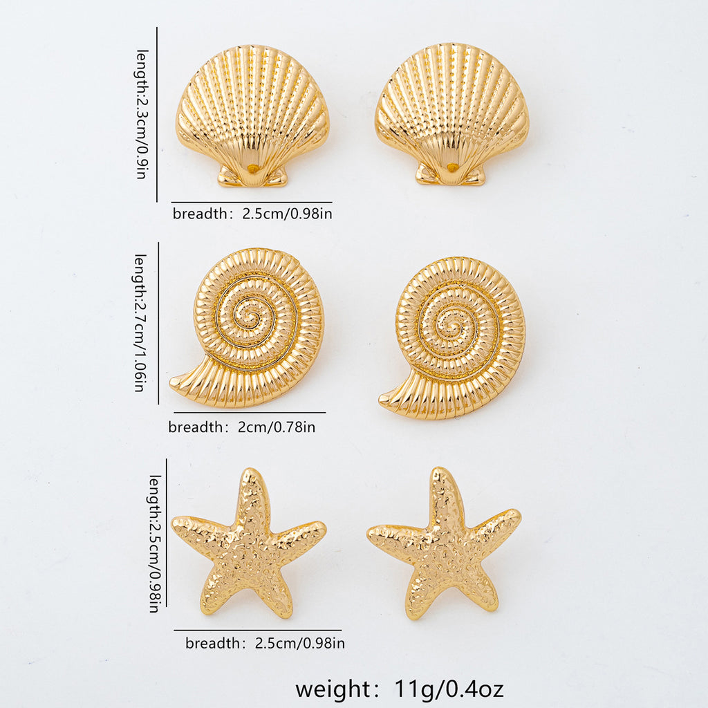 Ocean-Style Earring Set Featuring Starfish