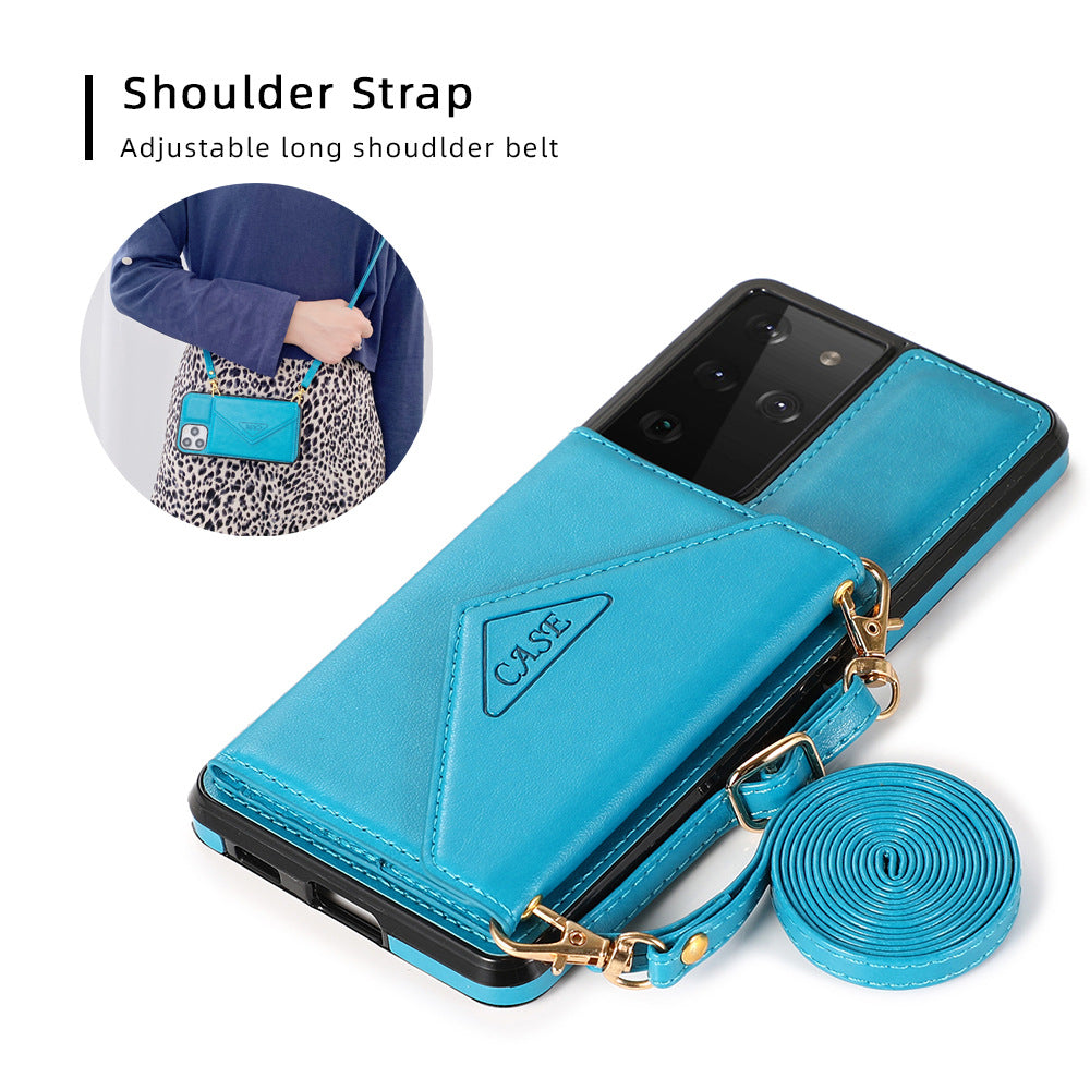 For Samsung S22ultra Mobile Phone Shell Diagonal S20FE Card Leather Case Note20 Multifunctional Protective Cover