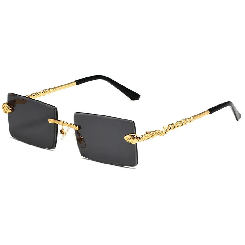 Snake Metal Cut Edge Square Sunglasses - Viexta