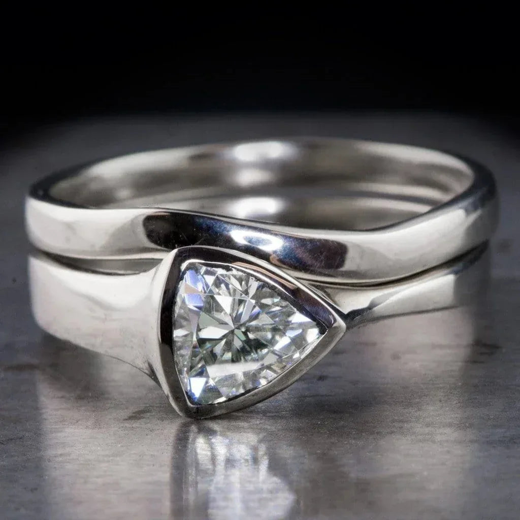 2Set Triangle Rhinestone Zircon Ring Ornament Suit - Viexta