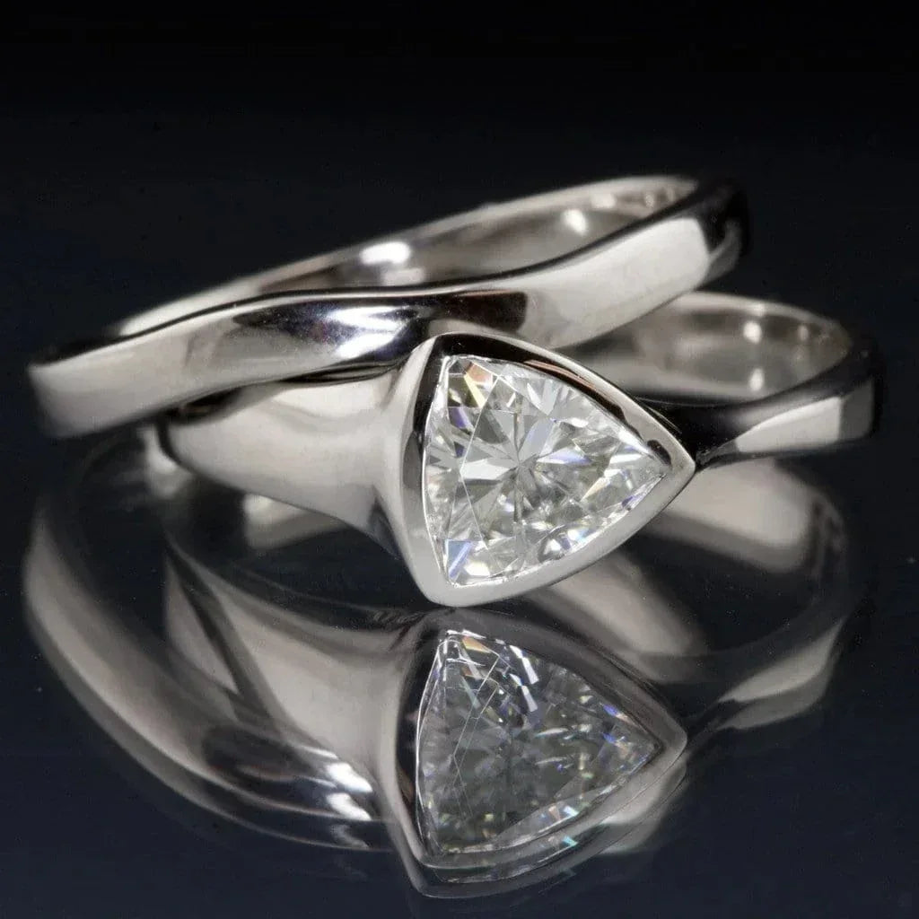 2Set Triangle Rhinestone Zircon Ring Ornament Suit - Viexta