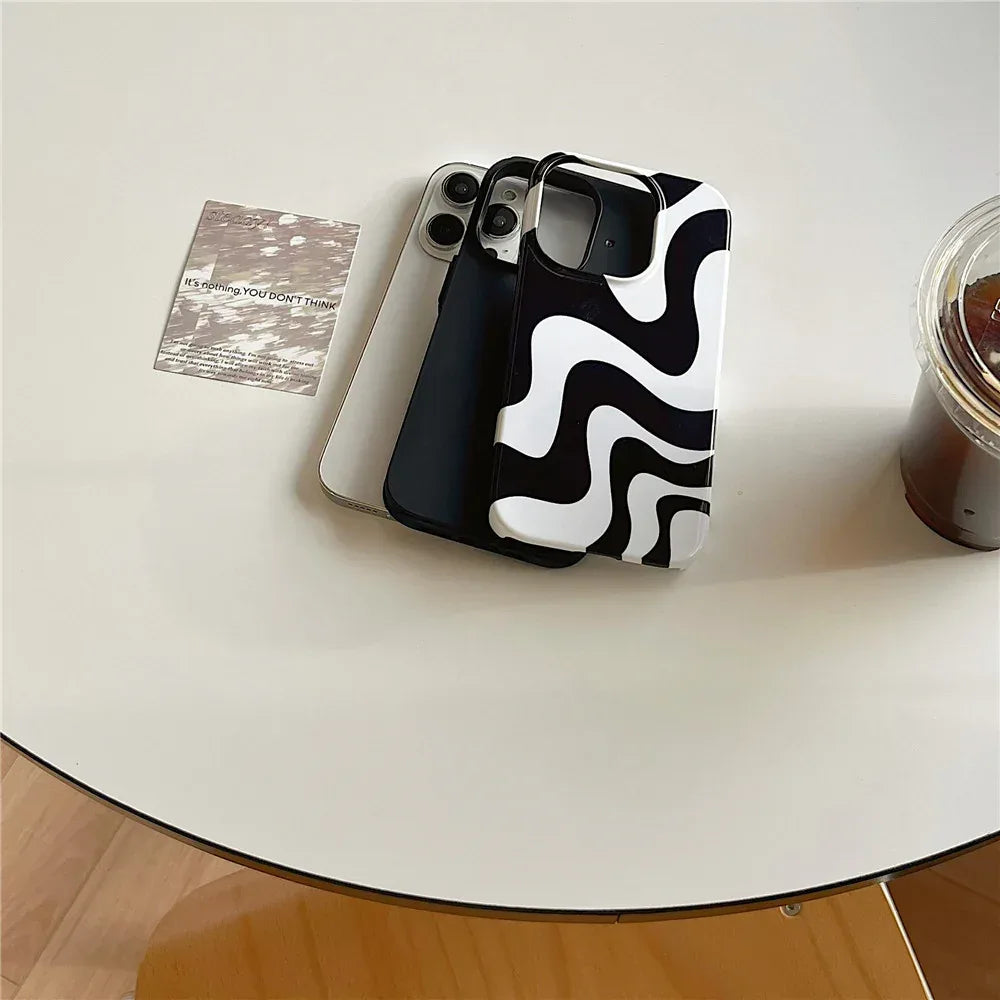 Black And White Irregular Stripes iPhone Case - Viexta