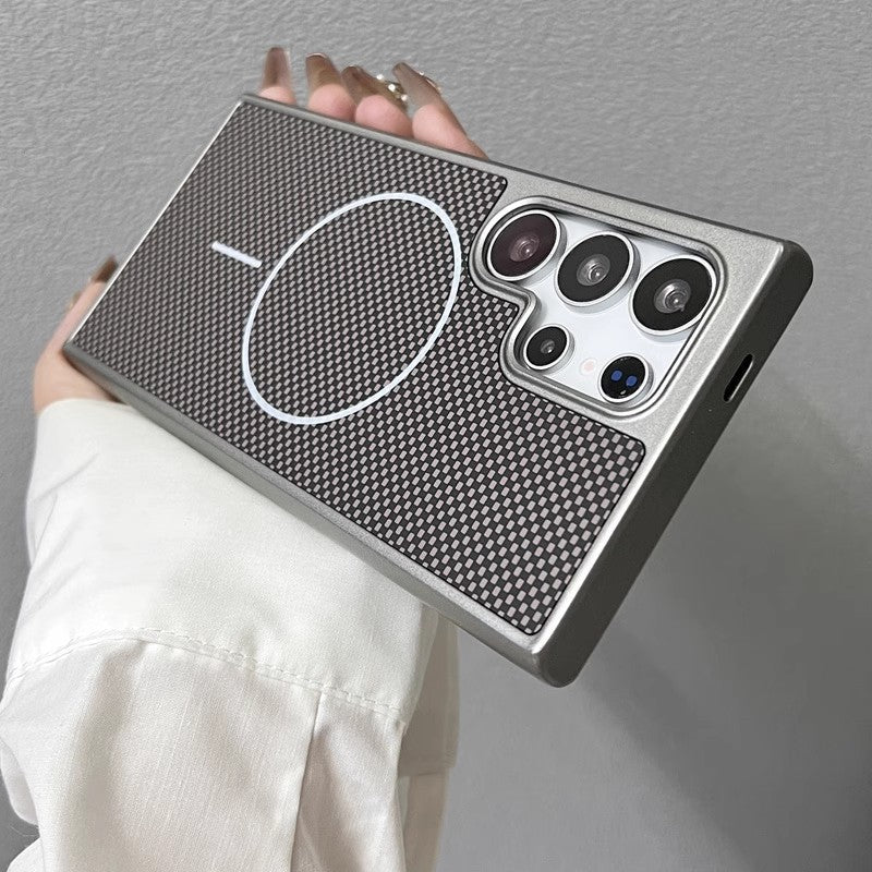 Carbon Fiber Texture Magnetic Suction Samsung case