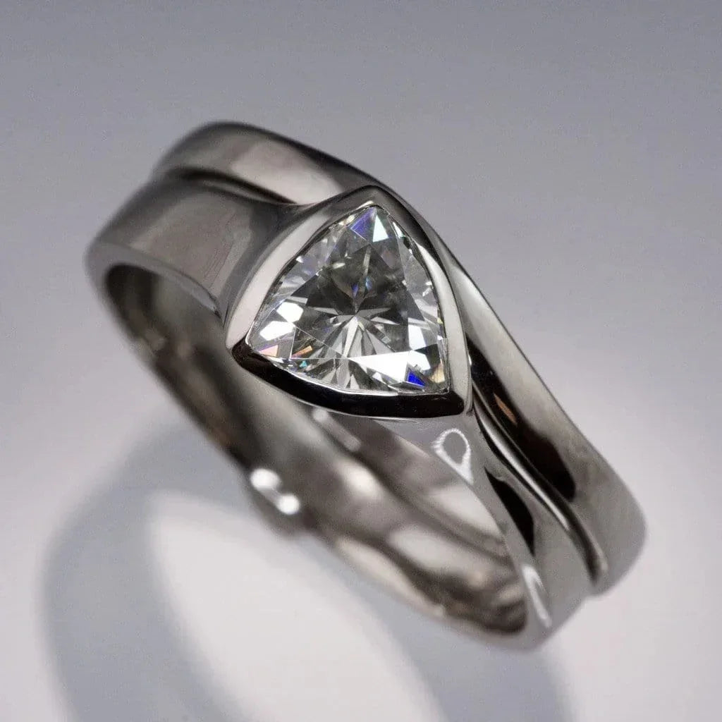 2Set Triangle Rhinestone Zircon Ring Ornament Suit - Viexta