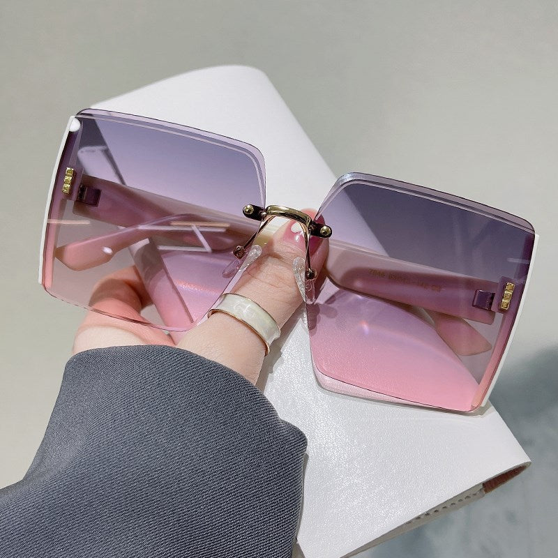 Square Rimless Cut Edge Sunglasses