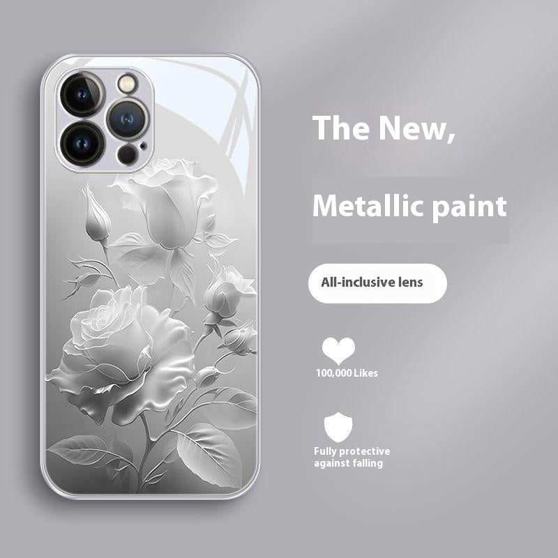 Blooming Rose Glass Painted iPhone Case