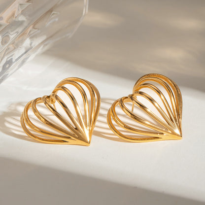 18K Gold Stainless Steel Heart Studs