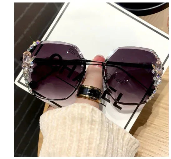 Rhinestone Purple Sunglasses - Viexta
